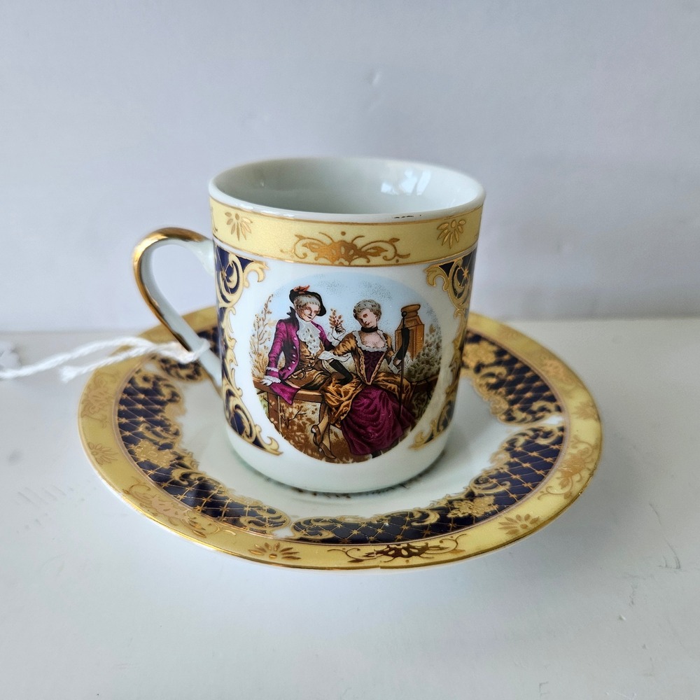 Vtg Tiger Yedi Mini Cup and Saucer Set - 4in - Porcelain Made in Japan